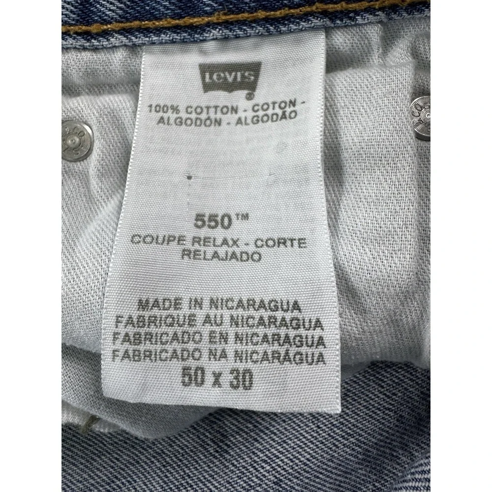 Levi's 550 Jeans Mens 50x30 Blue Relaxed Tapered Fit Light Wash Denim Casual